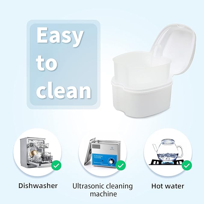 Annhua Dental Orthodontic Retainer Case Cleaning, Denture Cup Holder Case Travel, Denture Retainer Bath Box Storage Soaking Box
