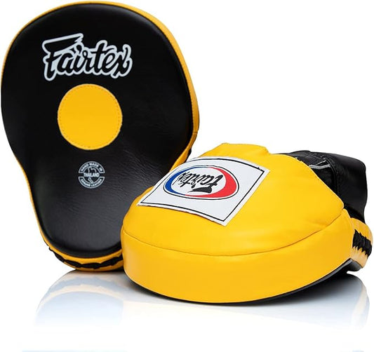 Fairtex FMV9 Contoured Focus Mitts |Striking Accuracy & Protection for Boxing, Muay Thai, Kickboxing |Ergonomic Design, Soft Padding, Secure Fit Leather-StrideForce Fitness