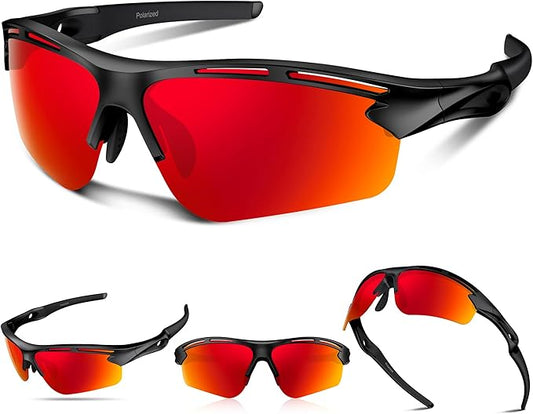 Polarized Sports Sunglasses for Men Women,UV400 Protection Sunglass for Running Cycling Fishing Hiking TR90-StrideForce Fitness