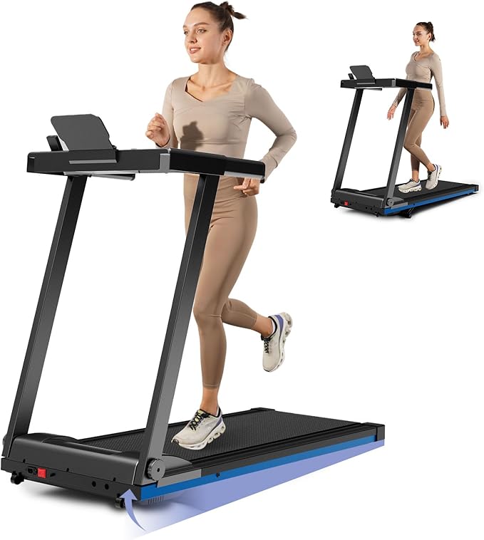 Treadmill with 5% Incline, 300lbs Capacity Folding 15 HP Small Treadmills for Home Portable Running Treadmill with Handles Quiet Brushless Dual Cushion System, Electric Compact Treadmil-StrideForce Fitness