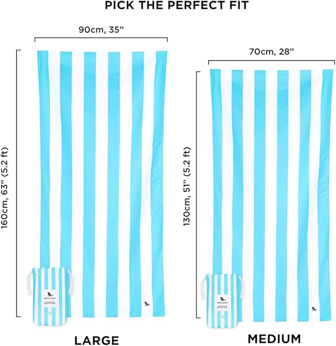 Dock & Bay Quick Drying Towel - for Sports & Gym - Compact, Lightweight - 100% Recycled - Includes Bag - Cabana - Tulum Blue, Medium (130x70cm, 51x27)-StrideForce Fitness