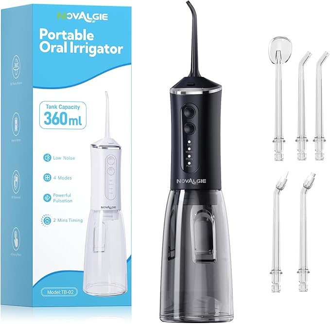Water Dental Flosser for Teeth Pick, Cordless 360ML Tank 5 Jet Tips Electric Flosser, Rechargeable 4 Mode IPX7 Oral Irrigator for Implants, Brace & Sensitive Teeth Care, Home & Travel Use