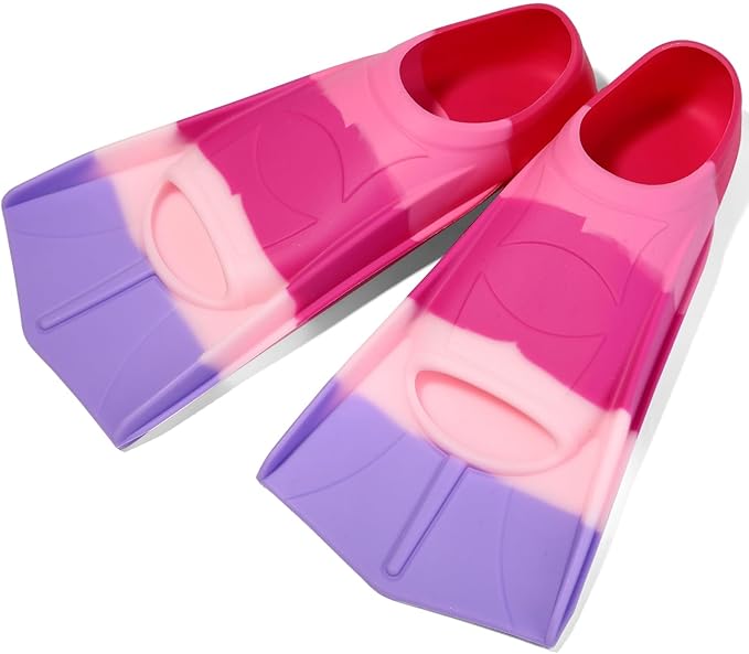 Kids Swim Fins,Short Kids Fins Youth Swimming Flippers for Lap Swimming Training for Children Girls Boys Beginners-StrideForce Fitness