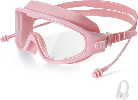 Adult Swimming Goggles,Leak-Proof,Anti-Fog Pool Glasses,Wide View Swim Goggles with Ear Plugs and Nose Clip-StrideForce Fitness