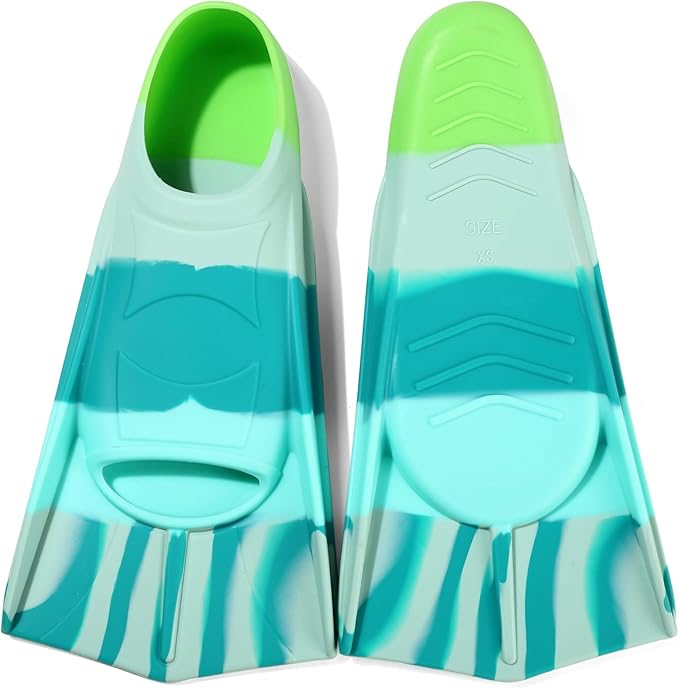 Kids Swim Fins,Short Kids Fins Youth Swimming Flippers for Lap Swimming Training for Children Girls Boys Beginners-StrideForce Fitness