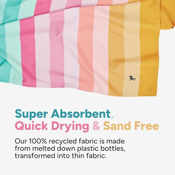 Dock & Bay Kid's Towel - for Beach Use - Quick Dry, Sand Free - Compact, Lightweight - 100% Recycled - Includes Bag - Coastal Candy, Large (160x90cm, 63x35)-StrideForce Fitness