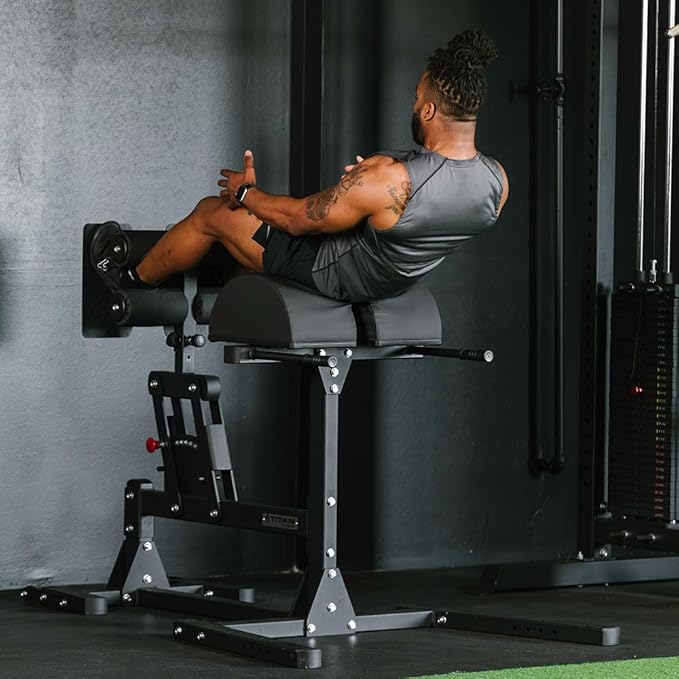 Titan Fitness Glute and Ham Developer, Adjustable GHD Machine, Comfortable Padding, Durable Steel Build, Workout Equipment for Commercial and Home Gym-StrideForce Fitness