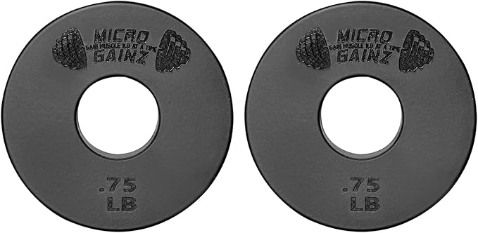 Micro Gainz Standard 1-Inch Center Hole Weight Plates, Set of 2 Black Fractional Plates Choose Set (.25LB-1.25LB), Designed for Standard 1-inch Barbells & Dumbbells, Made In USA-StrideForce Fitness