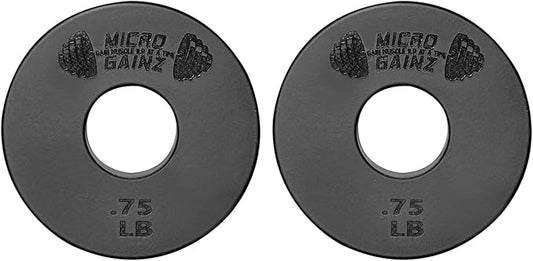 Micro Gainz Standard 1-Inch Center Hole Weight Plates, Set of 2 Black Fractional Plates Choose Set (.25LB-1.25LB), Designed for Standard 1-inch Barbells & Dumbbells, Made In USA-StrideForce Fitness