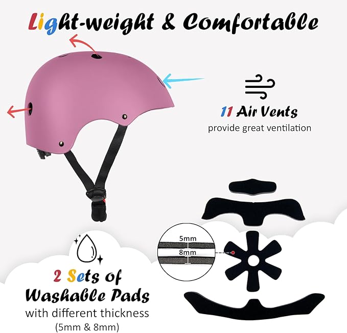 Kids Bike Helmet, Adjustable and Multi-Sport, from Toddler to Youth, 3 Sizes-StrideForce Fitness