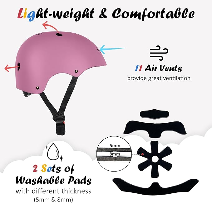 Kids Bike Helmet, Adjustable and Multi-Sport, from Toddler to Youth, 3 Sizes-StrideForce Fitness