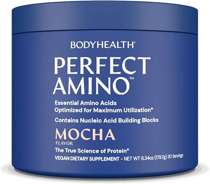 BodyHealth PerfectAmino Powder - BCAA and EAA Powder for Pre and Post Workout - Amino Acid Energy Drink for Men and Women to Support Lean Muscle and Recovery - Mocha - 30 Servings-StrideForce Fitness
