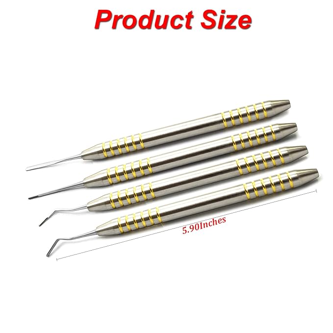 MEDSPO Professional Dental Instruments Osteotome Periotome Luxating Elevator Implant | Orthodontic PDL Teeth | Surgical Root Extraction Spreading (Periotome Gold Set Of 4)
