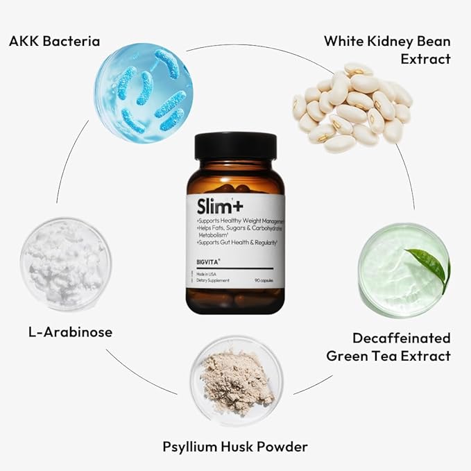 BigVita Slim+ | Supports Healthy Metabolism, Gut Health & Carb Blocking - Vegan, Hormone-Free, 90 Capsules-StrideForce Fitness