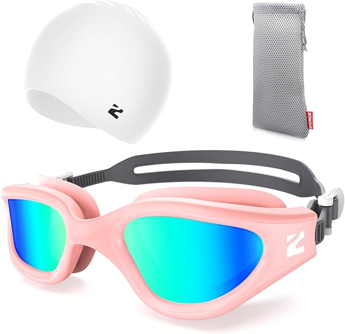 ZIONOR G1 Lite Swim Goggles with Swim Cap Comfortable Anti-fog Swimming Goggles Cap Set for Adult Men Women-StrideForce Fitness