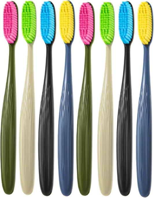 Extra Soft toothbrushes for Adults，Suitable for Sensitive Teeth and People with periodontal Disease,Big and Long Toothbrush Head. 【8 Count (Pack of 1)】