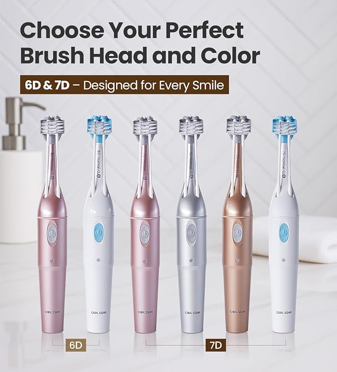 Premium Korean Toothbrush Rose Gold 3 Pack - Dual Head Soft Bristle for Sensitive Gum Care Oral Hygiene