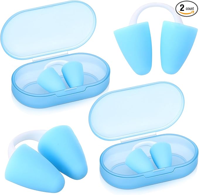 2 Pack Nose Plugs for Swimming for Adults and Kids (Age 7-12), Waterproof Soft Silicone Swimming Protectors Nose Block Nostril Plugs for Swimmers Surfers Water Sports-StrideForce Fitness