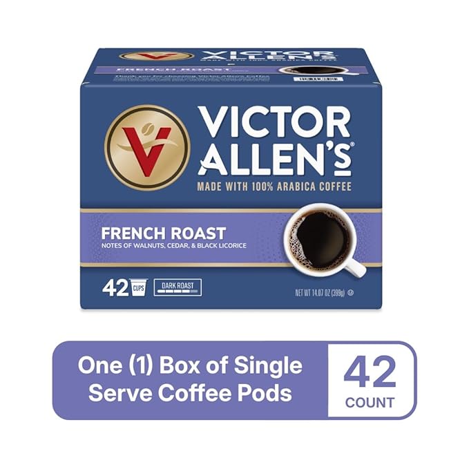 Victor Allen's Coffee French Roast, Dark Roast, 42 Count, Single Serve Coffee Pods for Keurig K-Cup Brewers-StrideForce Fitness