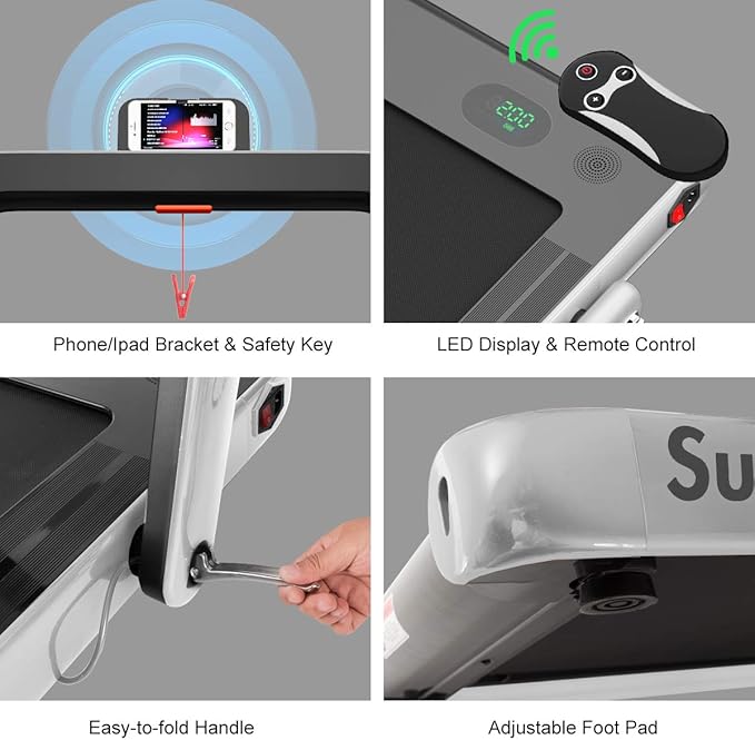 GYMAX Walking Pad, 2.25HP Foldable Treadmill with Smart App & Remote Control, Bluetooth LED Monitor, Small Spaces Compact Running Machine, Folding Portable Under Desk Treadmill for Home Office-StrideForce Fitness