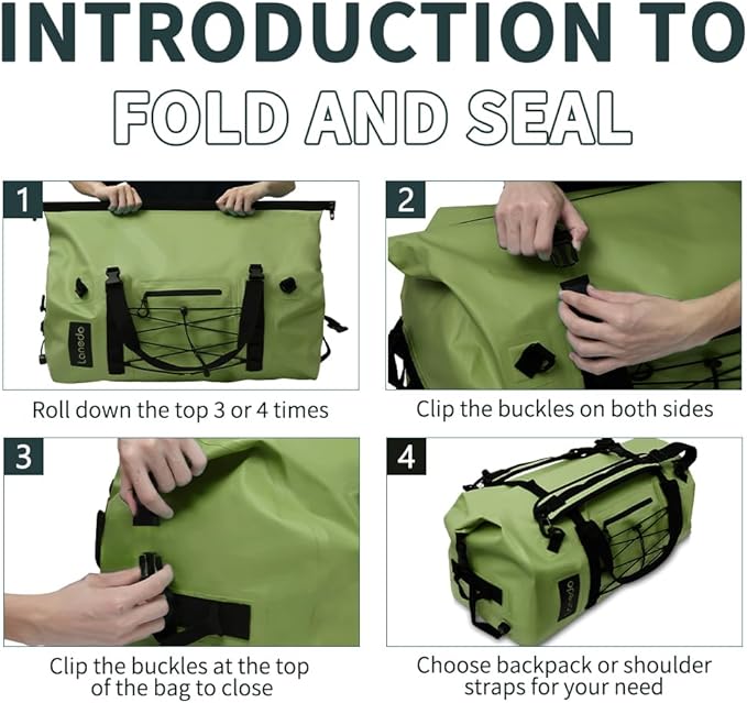 80L Dry Bag Large Waterproof Bag Roll-Top Heavy Duty Fishing Duffel Bag with Durable Straps & Handles for Kayaking Paddle boarding Boating Rafting Fishing-StrideForce Fitness