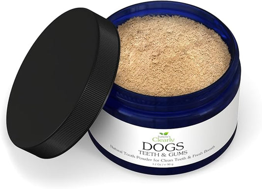 Isabella's Clearly Teeth & Gums, Natural Toothpaste for Dogs for Bad Breath, Tartar, Teeth Whitening | Leave On Tooth Powder, Tasty Cinnamon Flavor with Coconut and Kelp | Vegan, Made in USA