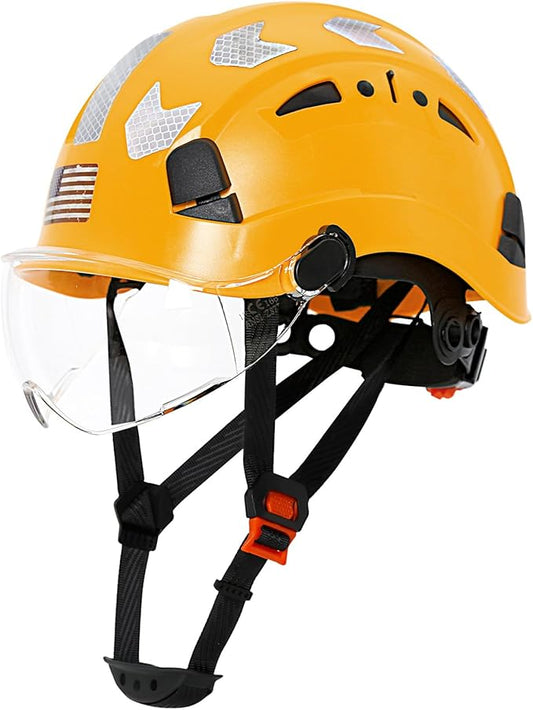 AOLAMEGS Construction Safety Hard Hat - ANSI Z89.1 Type Ι OSHA Approved Safety Helmets with Chin Straps Lightweight Reflective Vented ABS Hard Hats For Men Women Industrial Workwear 6-point Suspension-StrideForce Fitness