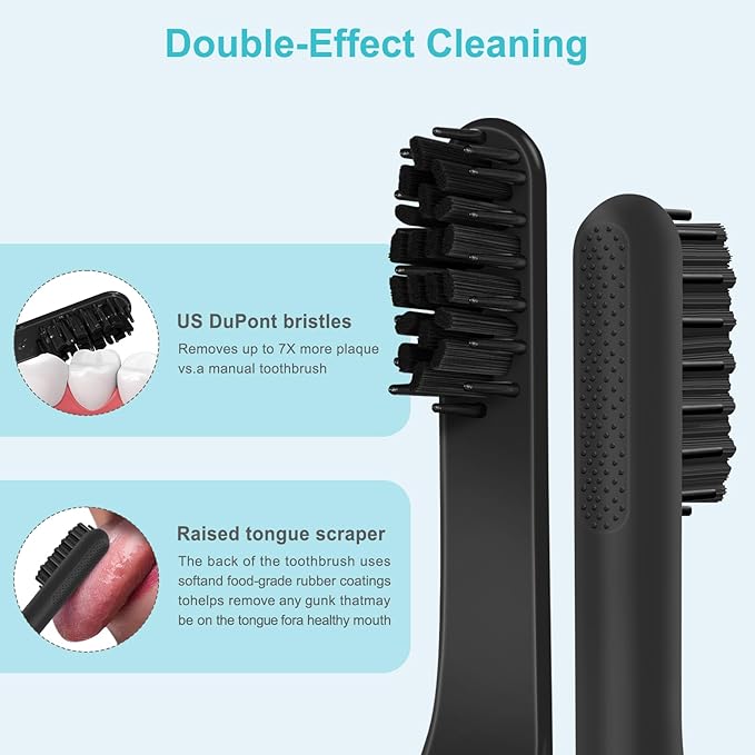 4-Count Black Electric Toothbrush Replacement Heads Compatible with Similar Sonic Toothbrushes Adult Refill Brush Heads