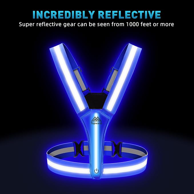 LED Reflective Vest Safety Gear, Light Up Vest for Night Walking Cycling, High Visibility Running Vest with Reflective Strips-StrideForce Fitness