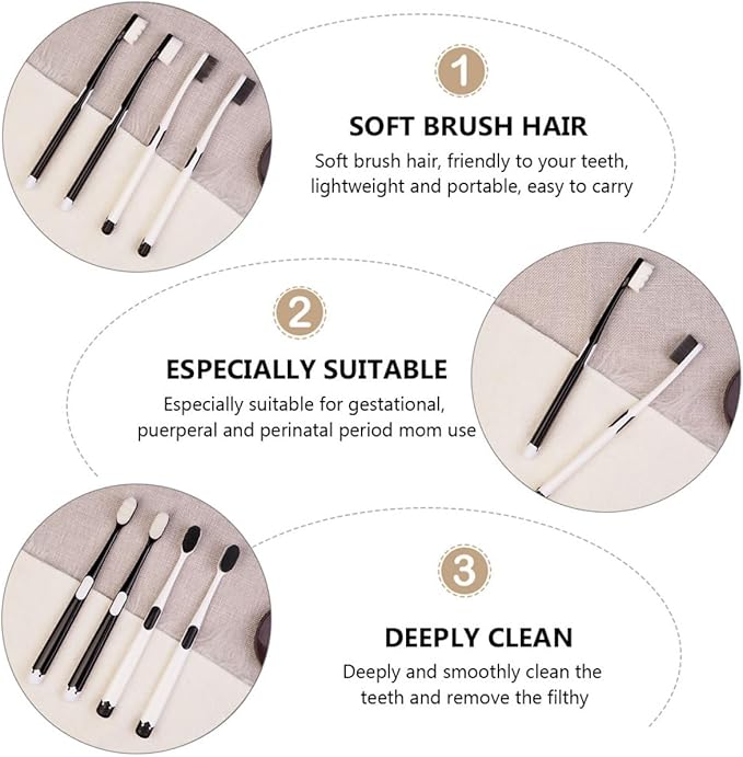 Wavy Soft Bristle Toothbrush 4pcs for Adults and Pregnant Women, Postpartum Oral Care Tool with Thousands of Bristles, Mild Teeth Cleaning for Sensitive Gums Random Style