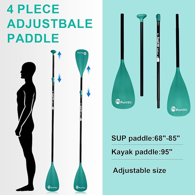 SUP Paddle, Stand Up Paddle Board Paddle Lightweight Adjustable 4-Piece Aluminium Kayak Paddles, Unique Lock Design Floating Alloy Shaft Paddle for Paddle Board-StrideForce Fitness