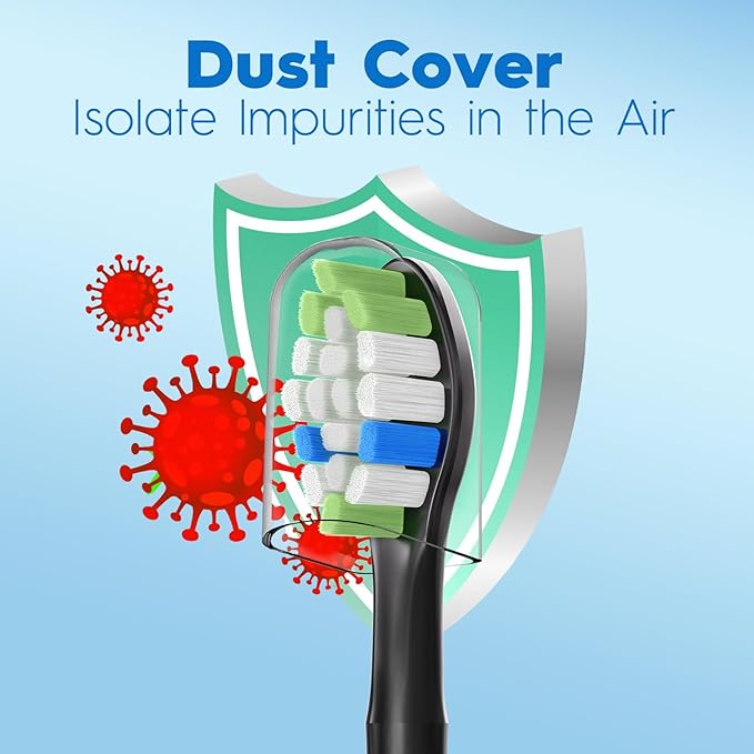 Bullnas Replacement Brush Heads Compatible with Philips Sonicare, Toothbrush Heads for Sonicare ProtectiveClean 4100 5100 5300 6100 Electric Toothbrush, 12 Count Ultimate Care Toothbrush Heads, Black