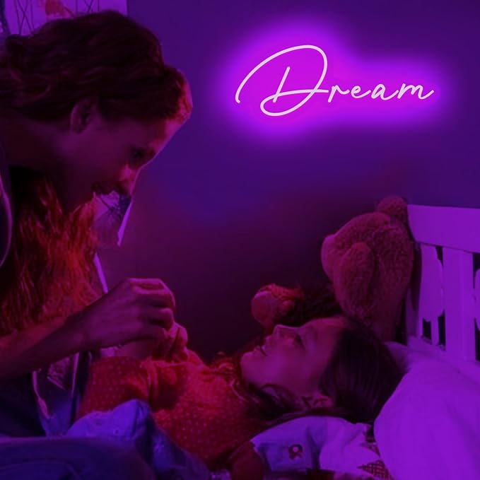 Dreamy Purple Dream LED Neon Light Sign Neon Dream Sign forChildren's Bedroom Living Room Dormitory Night Atmosphere Light Switch Controllable Reusable USB Power Supply (14.96"*7.09")-StrideForce Fitness