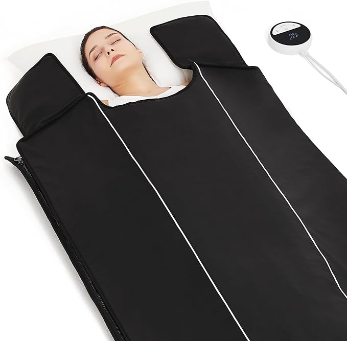 Sauna Blanket for Detoxification,Portable Blanket for Home Relaxation,Indoor Person PU Thermal Sauna for Body Recovery,86-158℉ Temp Range, 20-60 Minutes Timer,6.2ft×2.7ft-StrideForce Fitness