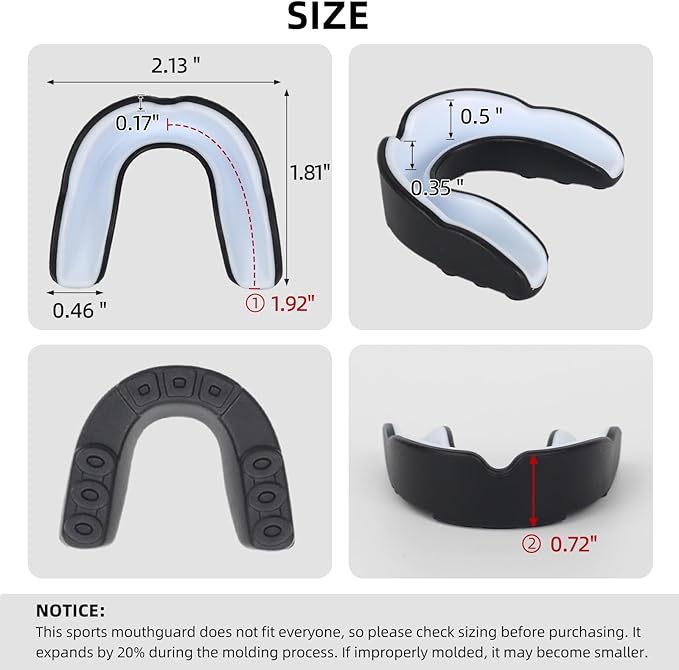 6 Pack Sports Mouthguard, Kids & Youth Mouth Guard with Case for Boxing, MMA, Hockey, Soccer, Basketball, Size M