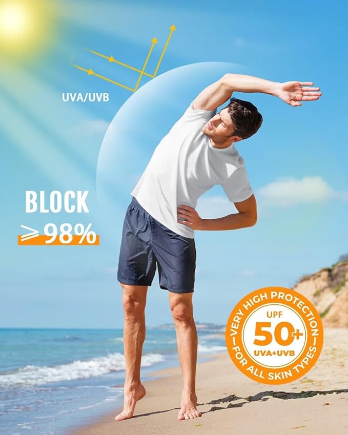 Boladeci Men's Swim Shirt Short Sleeve UPF 50+ Sun Protection SPF UV Moisture Wicking Lightweight Quick Dry Rash Guard-StrideForce Fitness