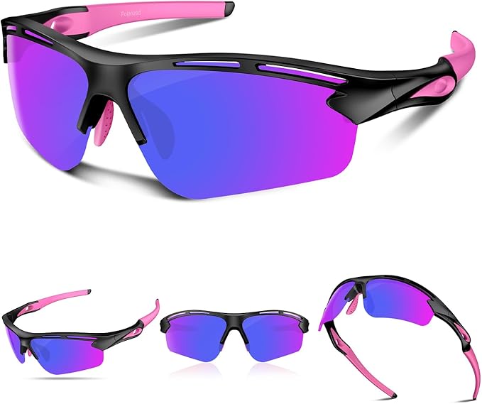 Polarized Sports Sunglasses for Men Women,UV400 Protection Sunglass for Running Cycling Fishing Hiking TR90-StrideForce Fitness