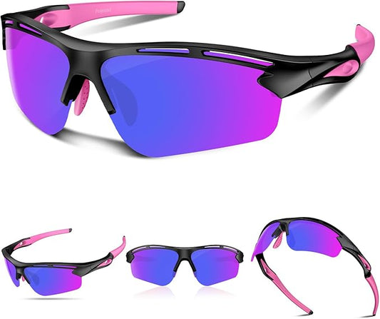 Polarized Sports Sunglasses for Men Women,UV400 Protection Sunglass for Running Cycling Fishing Hiking TR90-StrideForce Fitness