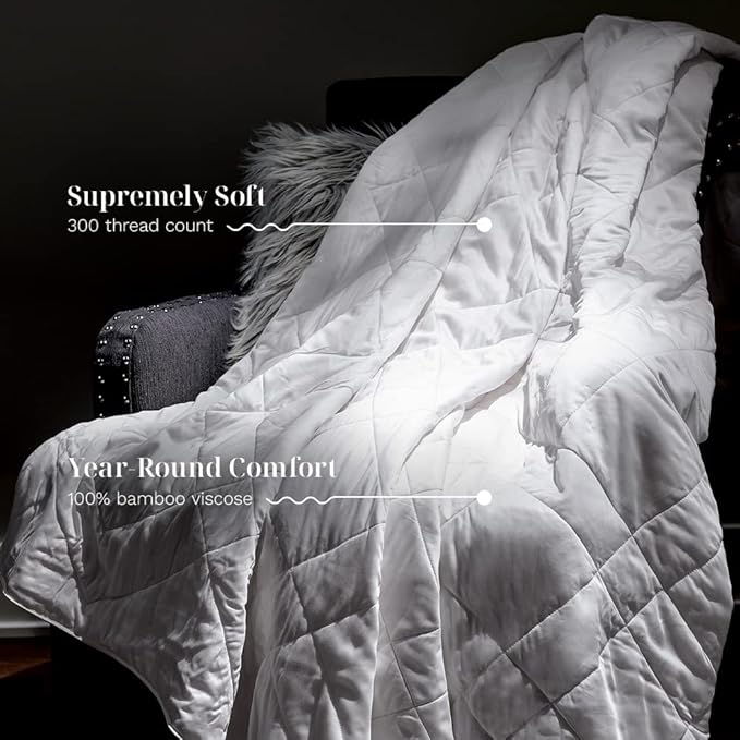 LUXOME Lightweight Blanket | 100% Rayon (Viscose) from Bamboo Fabric & Fill | King/Cal King - 98"x92" | Thermal-Regulating | White-StrideForce Fitness