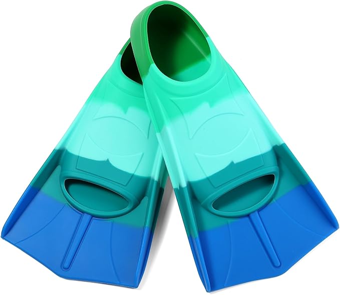 Kids Swim Fins,Short Kids Fins Youth Swimming Flippers for Lap Swimming Training for Children Girls Boys Beginners-StrideForce Fitness