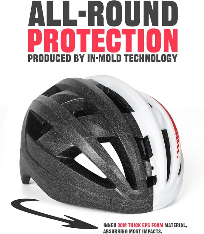 VICTGOAL Bike Helmet for Men Women with Led Light Detachable Magnetic Goggles Removable Sun Visor Mountain & Road Bicycle Helmets Adjustable Size Adult Cycling Helmets-StrideForce Fitness