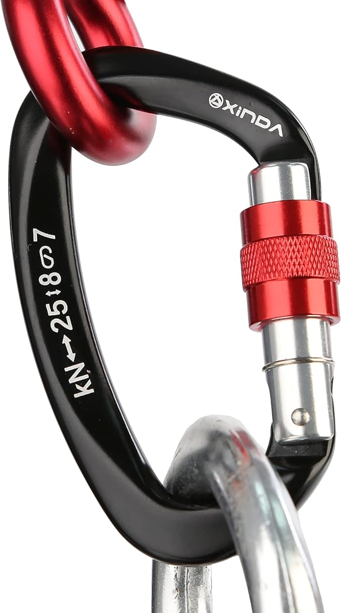 Screwgate Locking Carabiner Clip - Professional Rock Climbing Carabiner Screw Lock,Heavy Duty Carabiners for Climbing,Mountaineer,Hammock,Camping,Outdoor Equipment-StrideForce Fitness