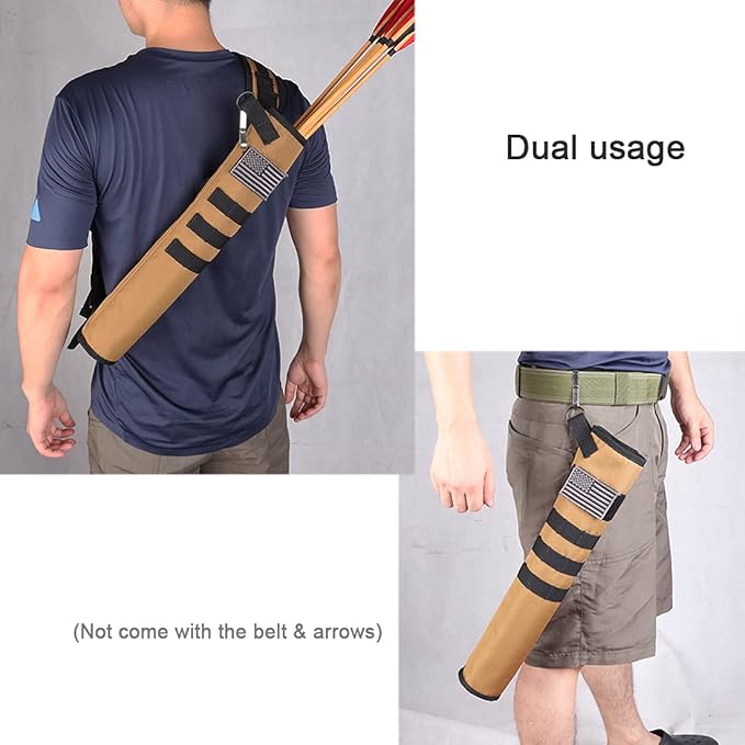 KRATARC Archery Lightweight Back Arrow Quiver Dual Use Foldable Compact Hip Arrows Bag with Molle System Hanged for Target Shooting-StrideForce Fitness