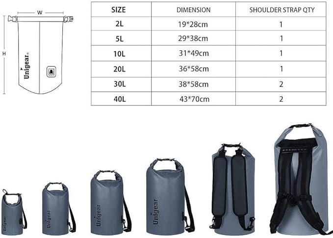 Unigear Dry Bag Waterproof, 2L/5L/10L/20L/30L/40L Floating and Lightweight Bags for Kayaking, Boating, Fishing, Swimming and Camping with Waterproof Phone Case-StrideForce Fitness