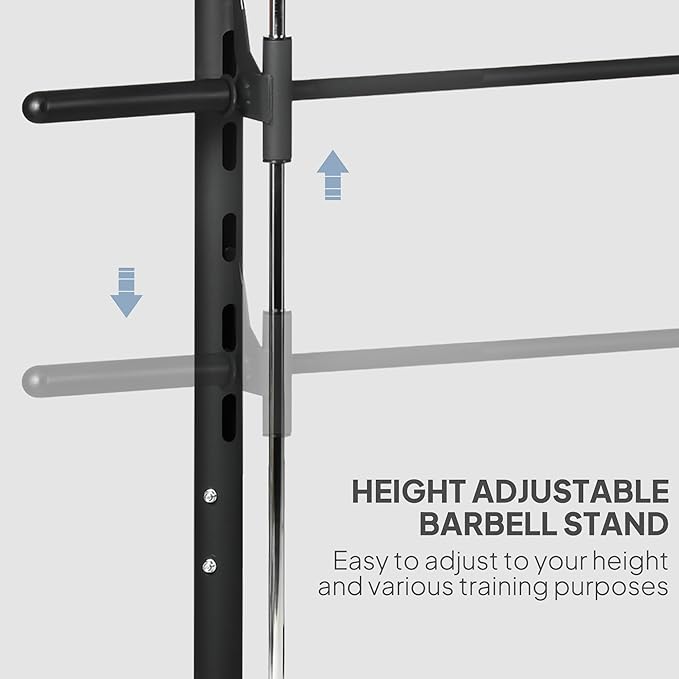 Soozier Squat Rack with Pull-Up Bar, Adjustable Power Rack with Barbell Bar, Multi-Functional Bench Press Rack for Home Gym Strength Training-StrideForce Fitness