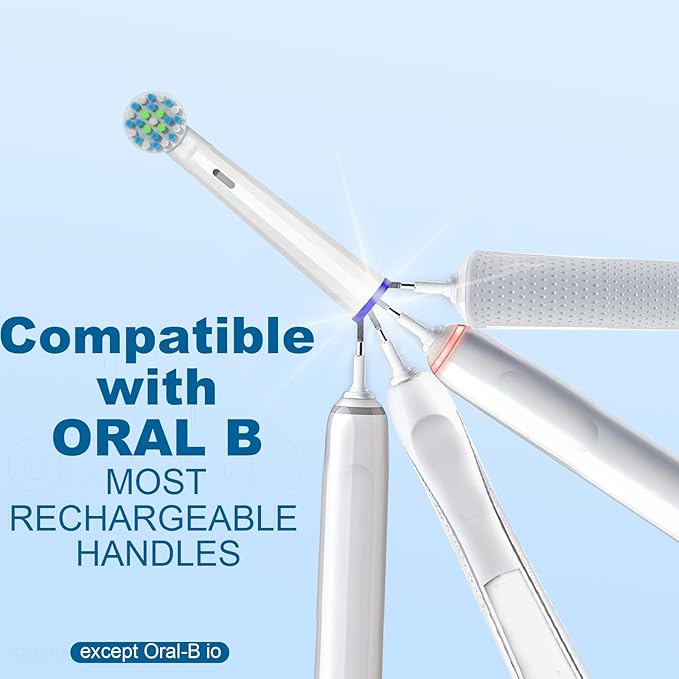 16 Count Replacement Heads Compatible with Oral B Braun for Teeth Clean, Brush Heads Compatible with Oral B Pro 1000/500/Genius x Electric Toothbrush Heads (White)