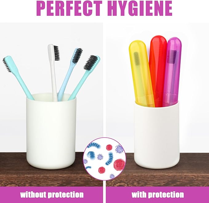 6 Pack Travel Toothbrush Case, Breathable Portable Toothbrush Holder, Plastic Toothbrush Cover Container for Traveling, Bathroom, School, Home, Business, Camping