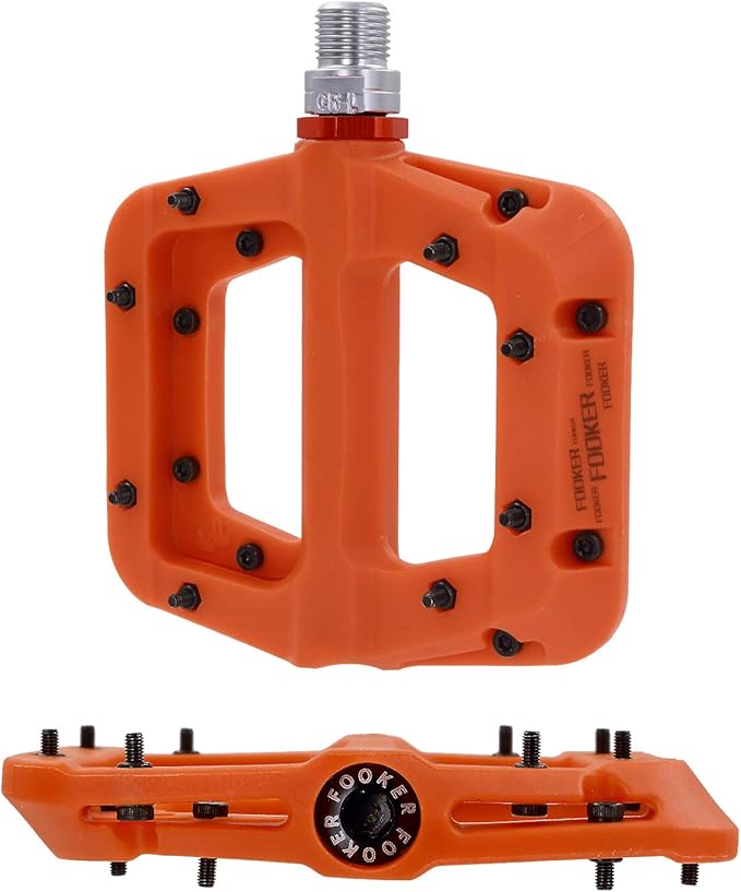 FOOKER MTB Pedals Mountain Bike Pedals 3 Bearing Non-Slip Lightweight Nylon Fiber Bicycle Platform Pedals for BMX MTB 9/16"-StrideForce Fitness