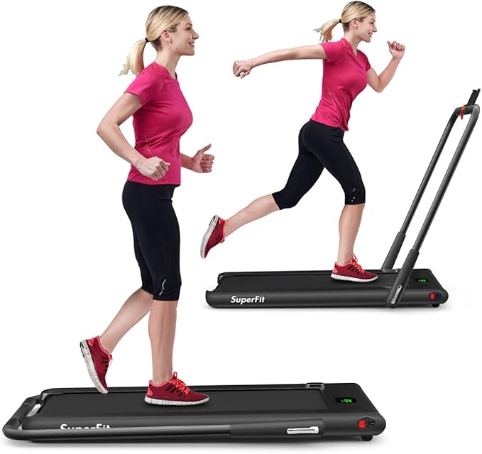 GYMAX Walking Pad, 2 in 1 Free Installation Under Desk Treadmill with Smart App, Remote Control & LED Display, 2.25HP Foldable Portable Compact Running Machine for Small Spaces Home Office-StrideForce Fitness