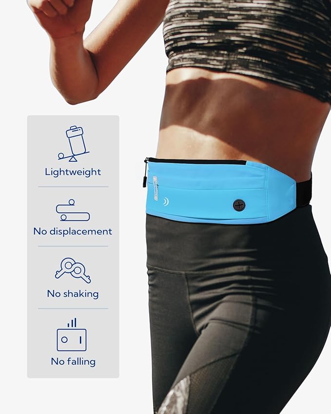 WATERFLY Running Belt Fanny Pack: Runner Marathon Jogging Waist Pack Sport Workout Exercise Fitness Phone Holder Belt for Men Women Jogger Slim Waistband-StrideForce Fitness